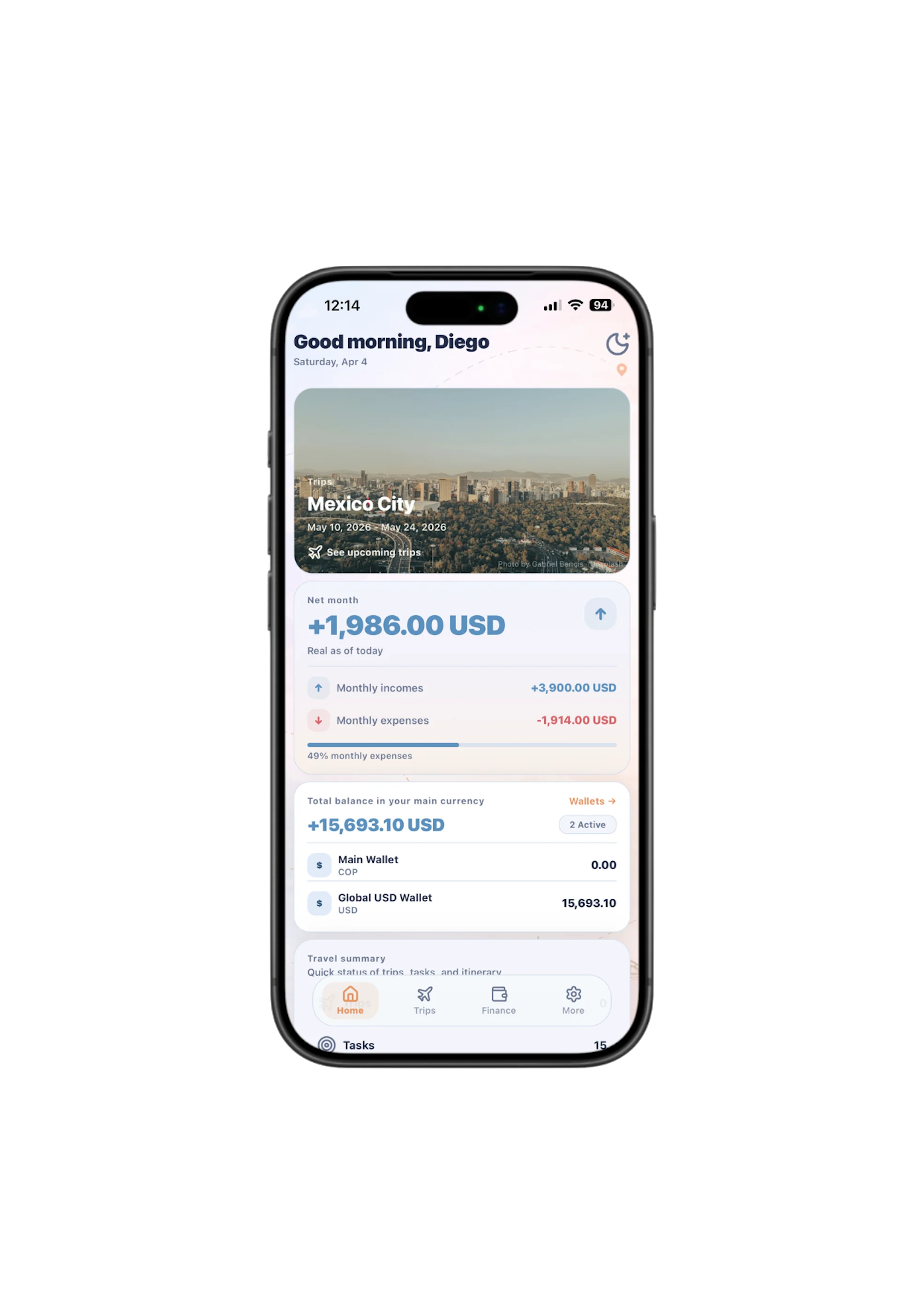 Your day, understood in seconds view in Nomly